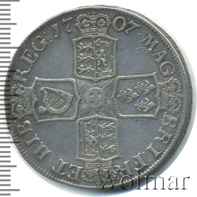 Англия 1 крона, 1707 (1 крона. Великобритания 1707г. Ag.)