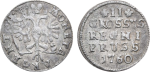 2 гроша 1760 г. Для Пруссии (Елизавета I). Хвост орла тупой (2 гроша 1760 года. Для Пруссии. R1. AU, Патина)