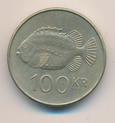 Исландия 100 крон, 2004 (100 крон. Исландия. 2004)