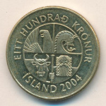 Исландия 100 крон, 2004 (100 крон. Исландия. 2004)