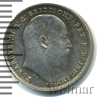 Великобритания 3 пенса, 1907 (3 пенса. Великобритания 1907г. Ag.)