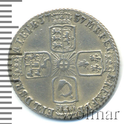 Великобритания 6 пенсов, 1757 (6 пенсов. Великобритания 1757г. Ag.)