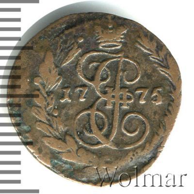 Полушка 1775 г. ЕМ. Екатерина II. (Полушка 1775г. ЕМ. Cu. RR, Петров - 5 рублей, Ильин - 3 рубля.)