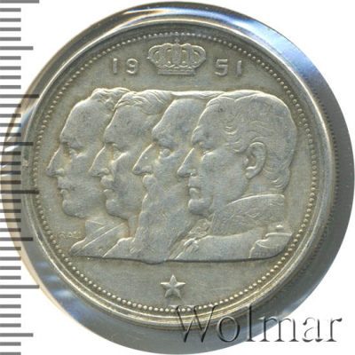 Бельгия 100 франков, 1951 (100 франков. Бельгия 1951г. Ag.)