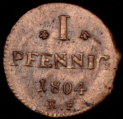 Пруссия 1 пфенниг, 1804 (1 пфенинг 1804 (Гессен-Дармштадт))