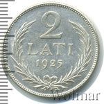 Латвия 2 лата, 1925 (2 лата. Латвия 1925г. Ag.)