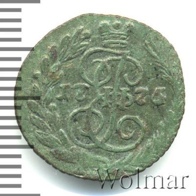 Полушка 1775 г. ЕМ. Екатерина II. (Полушка 1775г. ЕМ. Cu. RR, Петров - 5 рублей, Ильин - 3 рубля.)