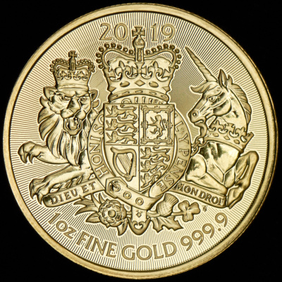 Великобритания 100 фунтов, 2019 (100 фунтов 2019 "Королевский герб" (Великобритания))