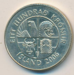 Исландия 100 крон, 2006 (100 крон. Исландия 2006)