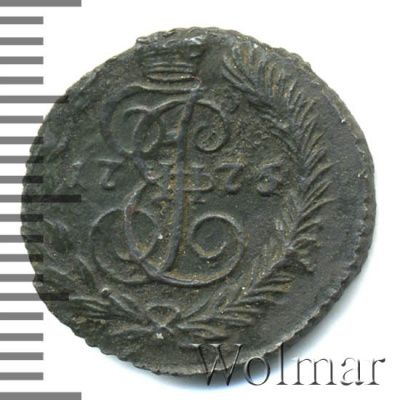 Полушка 1775 г. ЕМ. Екатерина II. (Полушка 1775г. ЕМ. Cu. RR, Петров - 5 рублей, Ильин - 3 рубля.)