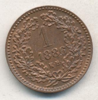 Венгрия 1 крейцер, 1886 (1 крейцер. Венгрия. 1886)