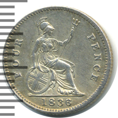 Великобритания 4 пенса, 1836 (4 пенса. Великобритания 1836г. Ag.)