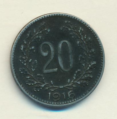 Австрия 20 геллеров, 1916 (20 геллера. Австрия 1916)