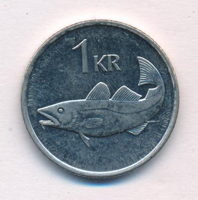 Исландия 1 крона, 1996 (1 крона. Исландия 1996)