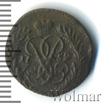Полушка 1759 г. Елизавета I. (Полушка 1759г. Cu. RR, Петров - 3 рубля, Ильин - 1 рубль)