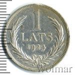 Латвия 1 лат, 1924 (1 лат. Латвия 1924г. Ag.)