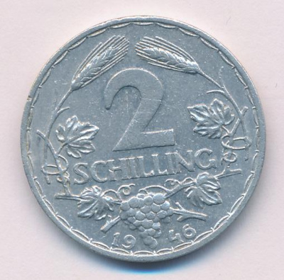 Австрия 2 шиллинга, 1946 (2 шиллинга. Австрия 1946)