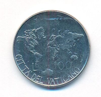 Ватикан 100 лир, 1985 (100 лир. Ватикан. 1985)