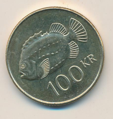 Исландия 100 крон, 2001 (100 крон исландия 2001)