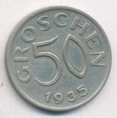 Австрия 50 грошей, 1935 (50 грошей. Австрия 1935)