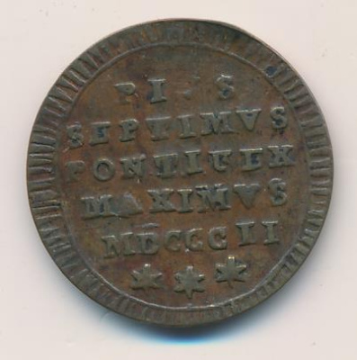 Папская область 1 кваттрино, 1802 (Кваттрино Ватикан D-22мм 1802)