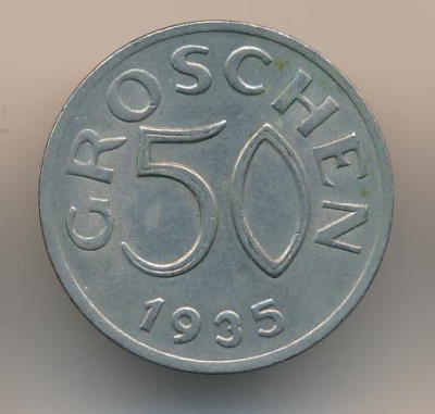 Австрия 50 грошей, 1935 (50 грошей. Австрия. 1935)