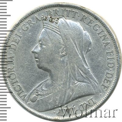 Великобритания 1 крона, 1900 (1 крона. Великобритания 1900г. Ag.)