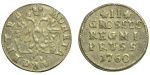 2 гроша 1760 г. Для Пруссии (Елизавета I). Хвост орла тупой (2 гроша 1760 года. Для Пруссии. R1. XF-AU)