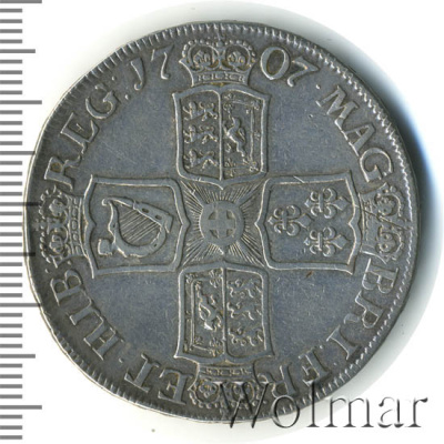 Англия 1 крона, 1707 (1 крона. Великобритания 1707г. Ag.)