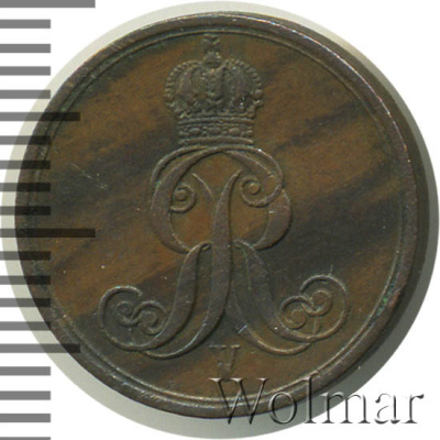 Ганновер 1 пфенниг, 1860 (1 пфеннинг. Ганновер. Германия 1860г. B. Cu.)