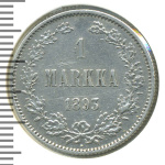 1 марка 1893 г. L. Для Финляндии (Александр III). (1 марка. Финляндия 1893г. L. Ag.)