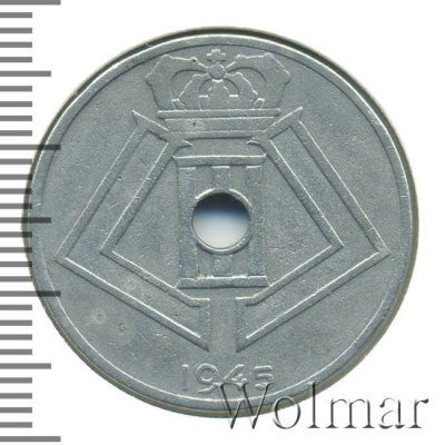 Бельгия 25 сантимов, 1945 (25 сантимов. Бельгия 1945г. Zn.)