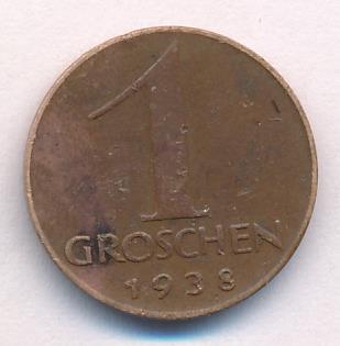 Австрия 1 грош, 1938 (1 грош. Австрия 1938)