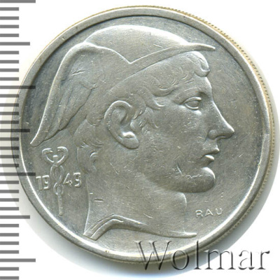 Бельгия 50 франков, 1949 (50 франков. Бельгия 1949г. Ag.)