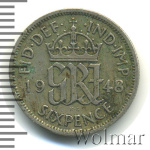 Великобритания 6 пенсов, 1948 (6 пенсов. Великобритания 1948г. Cu-Ni.)