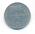 Латвия 2 лата, 1992 (2 лата Латвия. 1992)