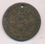Папская область 1 кваттрино, 1802 (1 кваттрино Папская область Отверстие. 1802)