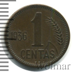 Литва 1 цент, 1936 (1 цент. Литва 1936г. Br.)