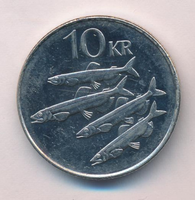 Исландия 10 крон, 1996 (10 крон. Исландия 1996)