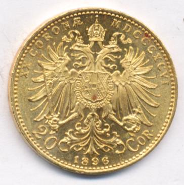 Австрия 20 крон, 1896 (20 крон. Австрия М-6,76г. 1896)