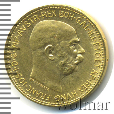 Венгрия 20 крон, 1915 (20 крон. Австро-Венгрия. Рестрайк 1915г. Au 6,77.)