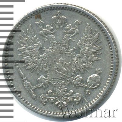 50 пенни 1893 г. L. Для Финляндии (Александр III). (50 пенни. Финляндия 1893г. L. Ag.)