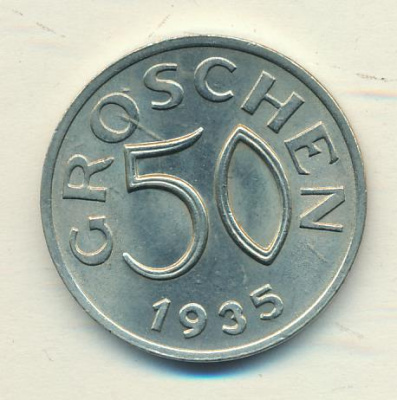 Австрия 50 грошей, 1935 (50 грошей. Австрия 1935)