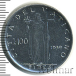 Ватикан 100 лир, 1959 (100 лир. Ватикан 1959г. St.)