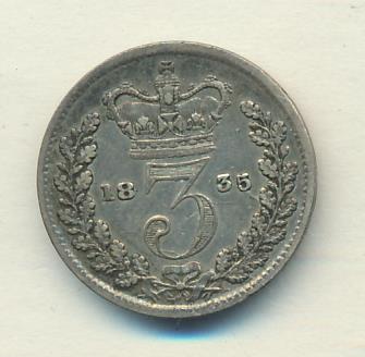 Великобритания 3 пенса, 1835 (3 пенса. Великобритания 1835)