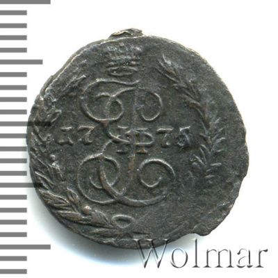 Полушка 1775 г. ЕМ. Екатерина II. (Полушка 1775г. ЕМ. Cu. RR, Петров - 5 рублей, Ильин - 3 рубля.)
