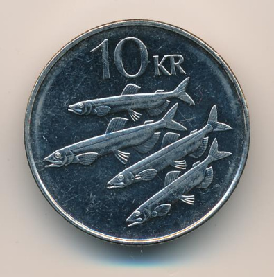 Исландия 10 крон, 1996 (10 крон. Исландия 1996)