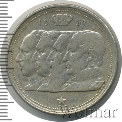 Бельгия 100 франков, 1951 (100 франков. Бельгия 1951г. Ag.)