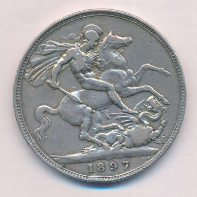 Великобритания 1 крона, 1897 (1 крона. Великобритания. 1897)