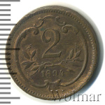 Австрия 2 геллера, 1894 (2 геллера. Австрия 1894г. Cu.)